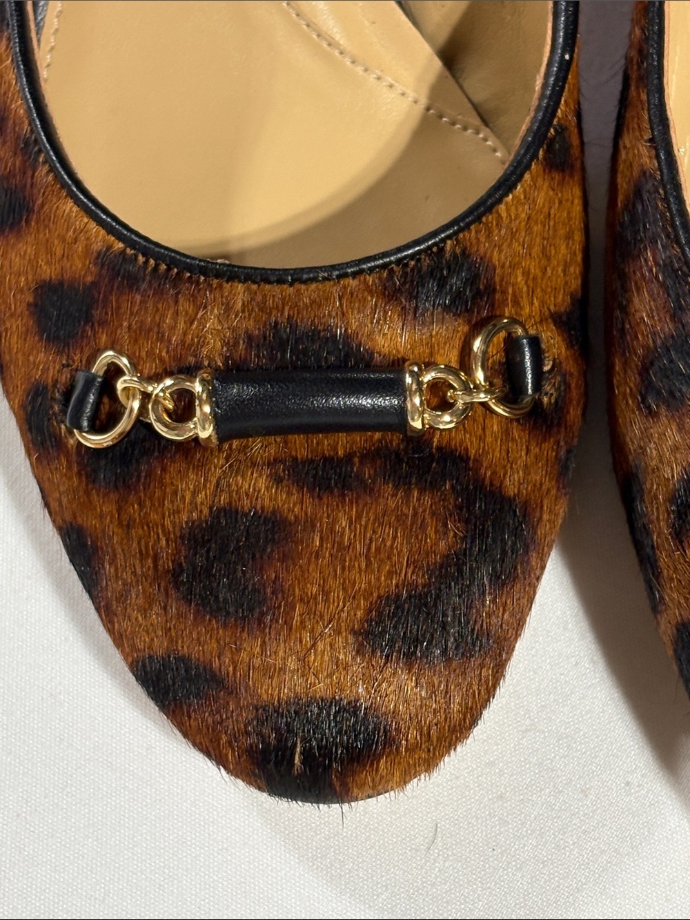 Talbots Calf Hair Leopard-Print Block Heel Pumps with Gold Accent NNT 9.5 - Picture 13 of 16